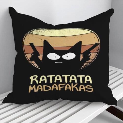 Angry Cat with Guns Throw Pillows Cushion Cover On Sofa Home Decor 45*45cm 40*40cm Gift Pillowcase Cojines Dropshipping