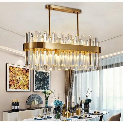 Modern crystal chandelier for dining room brushed gold led cristal lamp kitchen island hang light fixture luxury indoor lighting