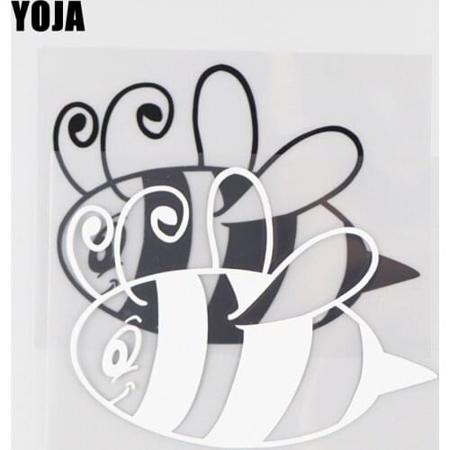 YOJA 11.4×8.6CM Squabby Bee Vinyl Cartoon Animals Decal Pattern Car Stickers Black/Silver 19C-0111