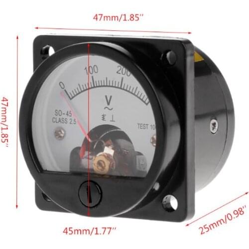 Voltmeter SO-45 AC 0-300V Round Analog Dial Panel Meter Voltmeter Gauge Black