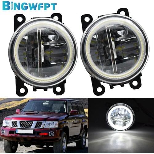 High Quality Car H11 LED 12V DRL Fog Light Angel Eye For Nissan Safari Patrol Y61 Facelift 2005-2010 Fog Lamp Assembly
