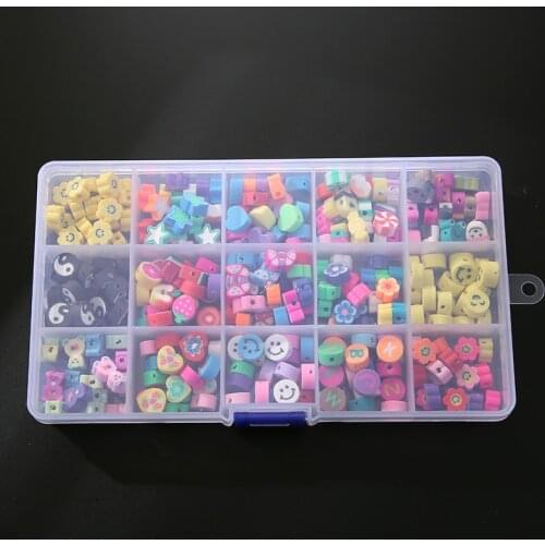 YEYULIN 300Pcs Flower Star Polymer Clay Beads Sets 15 Small Cells Beaded for DIY Charms Jewelry Making Handmade Accessories
