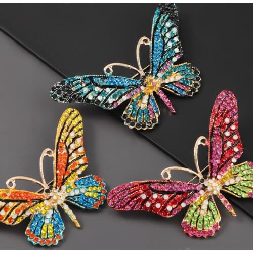 Luxury Female Crystal Butterfly Brooch Dainty Rainbow Zircon Stone Jewelry Brooch For Women Vintage Pin Dress Coat Accessory