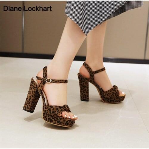 Women Platform Super High Heel Sandals Leopard Heels Woman Party Dress shoes 2021 Summer Sandalia Feminina Femme Sandalias Mujer