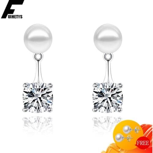 Trendy Charm Earrings with Pearl Zircon Gemstone 925 Silver Jewelry Accessories Drop Earrings for Women Wedding Engagement Party