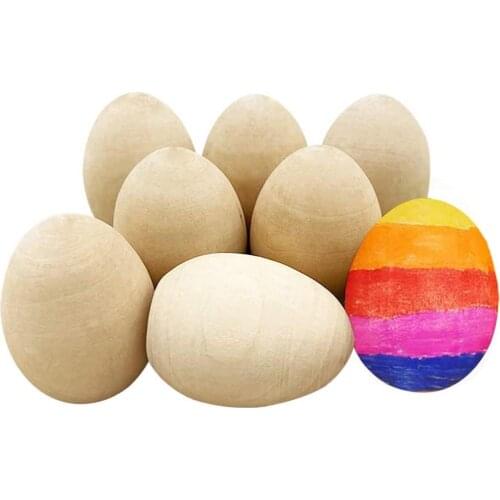 10pcs Simulate Wood Craft Eggs For Kids Toy Diy Graffiti Easter Egg Ornaments