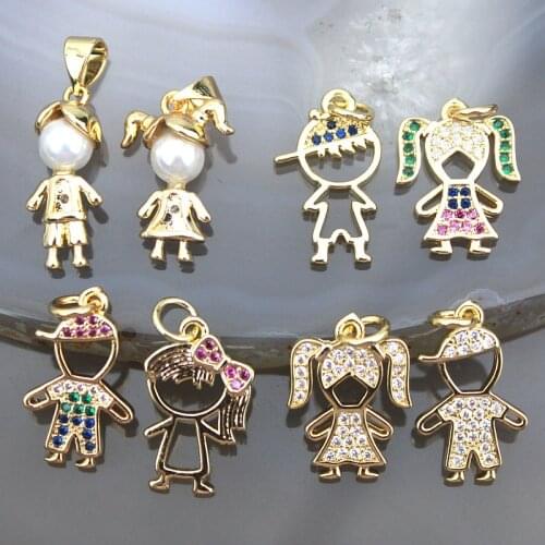 15-20mm 20pcs/lot High quality colorful cz pendant,kids shape charm, bracelet/necklace component wholesale