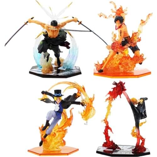 16cm Anime OP Monkey D Luffy Roronoa Zoro Sanji Law Portgas D Ace Battle Ver. PVC Action Figure Collectible Model Toy