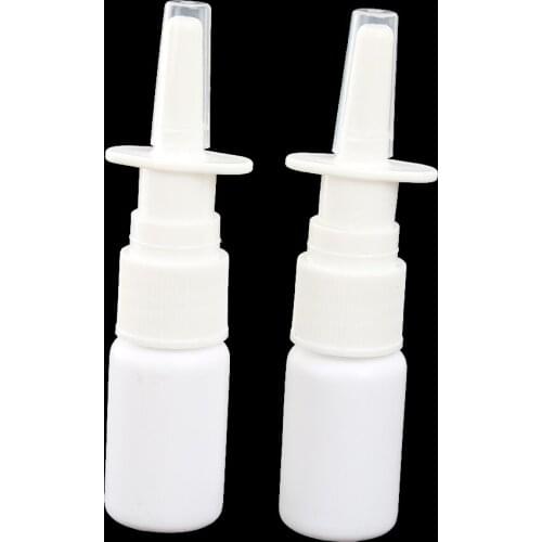 2Pieces Plastic Nasal Spray Bottle Fine Mist Prayer with Pump Travel Nose Sprayer - White - 10ML