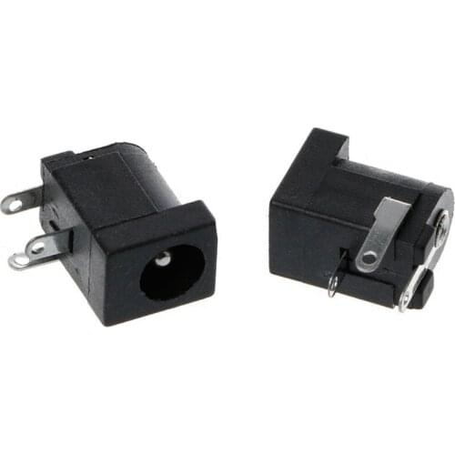 5 Pcs DC-005 Black DC Power Jack Socket Connector 5.5x2.1mm Barrel-Type PCB Mount Connectors