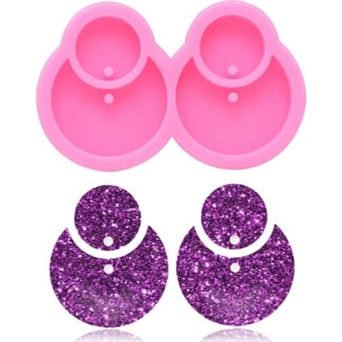 652F Shiny Mirror Earrings Epoxy Resin Mold DIY Craft Keychain Casting Silicone Mould