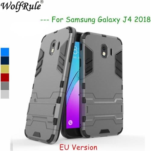 WolfRule For Case Samsung Galaxy J4 2018 Cover Rubber + Hard Plastic Kickstand Back Case For Samsung Galaxy J4 2018 Fundas J400F