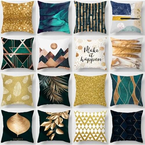 Nordic Style Throw Pillow Sofa Cushions Covers Modern Golden Printed Pillowcase Light Luxury Household Pillow Covers 45*45cm