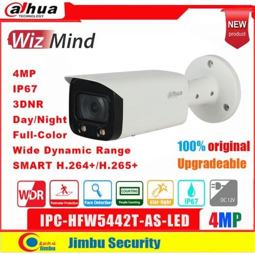 Dahua WizMind IP Camera 4MP IPC-HFW5442T-AS-LED Full Color Starlight People Counting Face Detection WDR Bullet Network Camera