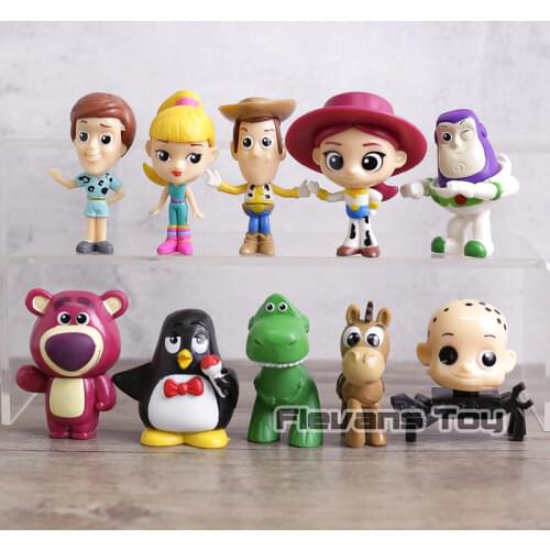 Toy Story Woody Buzz Lightyear Jessie Rex Bullseye Lotso Mini PVC Figures Toys Kids Gifts 10pcs/set