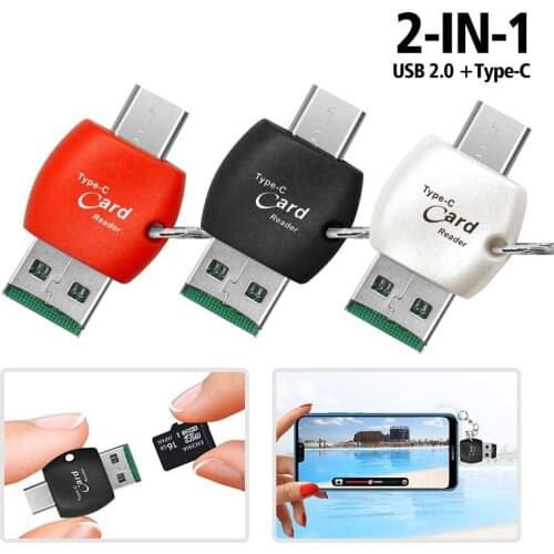 FONKEN 2 In 1 USB C Card Reader OTG Adapter Android Phone Memory Card Reader USB 2.0 Laptop PC Card Reader Cellphone Accessories