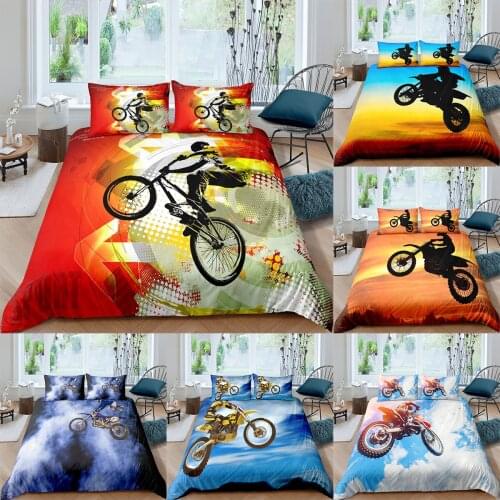 Extreme Sports Bedding Set Boys Teens 3D Motocross Duvet Cover Bedclothes Home Luxury Housse De Couette Dekbedovertrek 3pcs