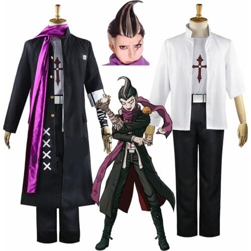 Anime Danganronpa 2 Gundham Tanaka Cosplay Costumes Coat Pants Scarf Uniform Wigs Hair Cos Full Set For Men Women Halloween