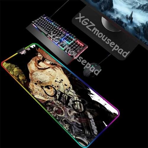 XGZ Large RGB Mouse Pad Black Lock Edge Anime One Piece Eustass Kid Custom Computer Table Mat Rubber Non-slip 900x400/800x300