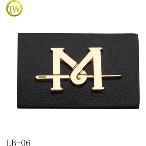 Custom personalized metal logo pu leather label/leather patch and tags for garment