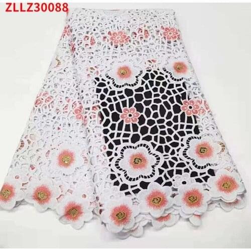 Beautiful Nigerian Cotton Guipure Swiss Voile Lace Fabric For Party Wedding Dress 5yards ZLL08