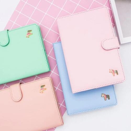 Creative Stationery Cute Horse Notebook Leather Cover kids Notebook with Color Paper Binder Diary Gift School Supplies