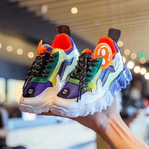 New 2021 Spring Children Shoes Comfortable Kids Shoes For Girl Rainbow Fashion Running Sneakers Kids Shoe Girls Chaussure Enfant