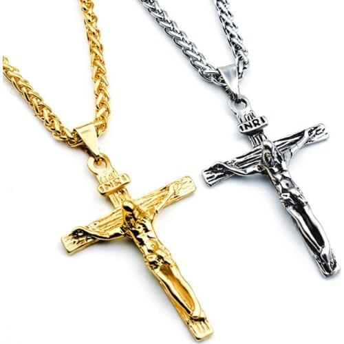 Hot Sale Cross Necklace Women/Men Jewelry Gold Color Crucifix Jesus Cross Pendant Charm Necklace Jewelry