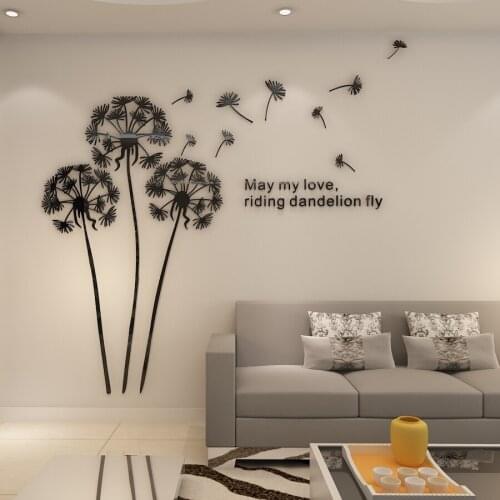 Living Room Wall Decor 3d Dandelion Stickers Sofa Tv Background Wall Stickers Art Decals Home Decoration Accessories Wallpaper Q