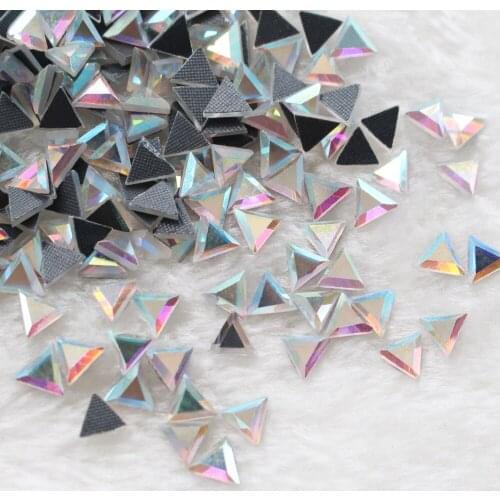 New 6x6mm 130pcs/lot Crystal AB Trilateral Hot Fix Rhinestones Strass Crystal Rhinestones Trim Flatback Stones and Crystal Craft