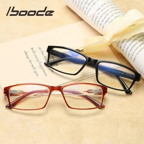 Iboode New Anti Blue Light Blocking Reading Glasses Women Ultralight Square Anti-fatigue Computer Eyewear Men Presbyopic Glasses