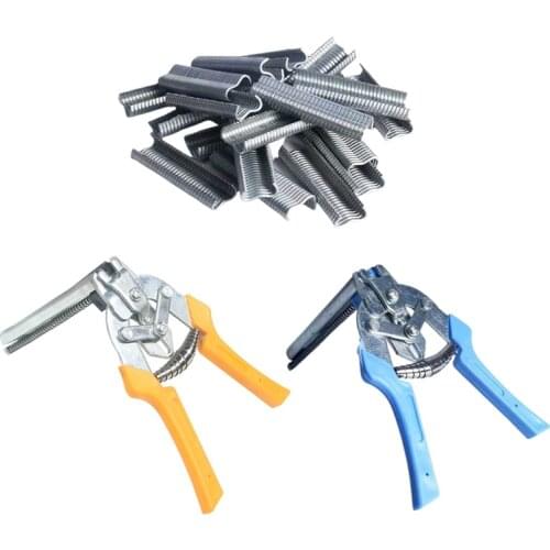 Hog Ring Pliers 600 Nails Staples Ploutry Cage Pliers Fastening Clamp Installation Tool For Chicken Mesh Cage Wire Fencing