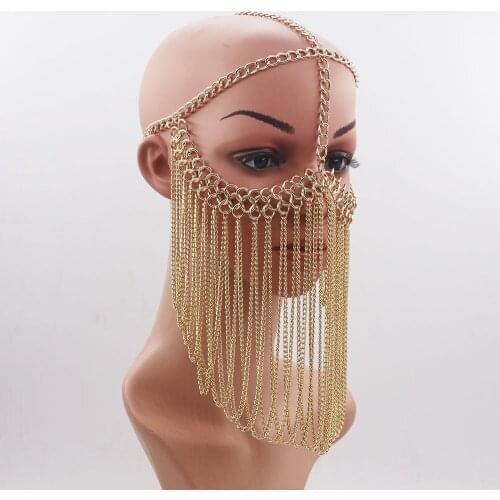 New Luxury Fashion Women Punk Multi Layer Metal Head Chain Forehead Headband Chunky Gold / Silver Hair Jewelry Headdress