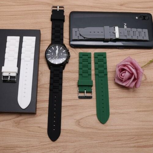 Watch Accessories Soft Rubber Silicone Pin Buckle 20 22mm Watch Band Best For Longines Mido Casio Armani Breitling Series Strap