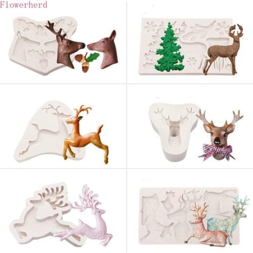Christmas Elk Fondant Silicone Cake Mold Christmas Chocolate Mold Baking Mold Cake Decoration Mold Pastry Tools Plaster Mold