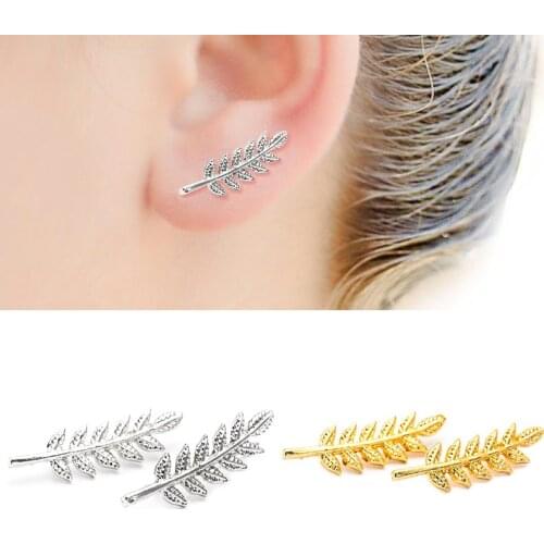 Exquisite Leaf Earrings Modern Beautiful Feather Stud Earrings for Women Fashion Jewelry Brincos 2018 HOT Selling