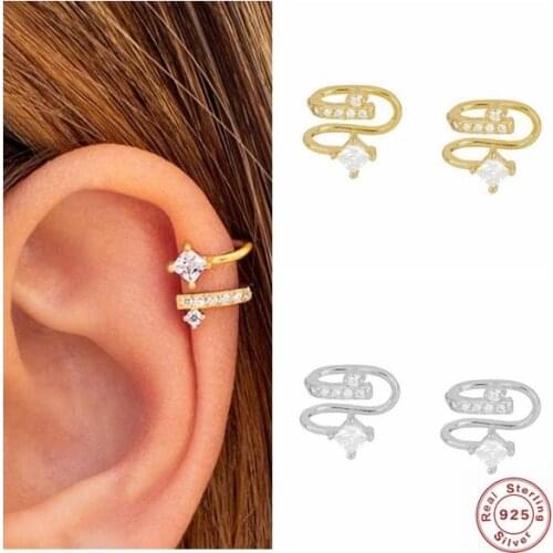 CANNER 925 Sterling Silver Ear Cuff Earrings for Women INS Lines geometric Earcuff Clip on Earring No Piercing Earings Jewelry