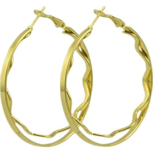 Hoop Earrings for women Big shiny circle Two-layer wave pattern Fashion Jewellery Accessories Wholesale Young Ladies Earrings