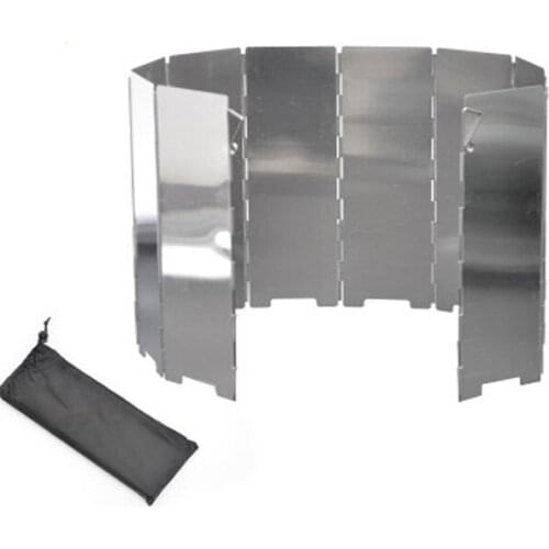 Folding Windshield Aluminium Stove 10 Plates Wind Screens Outdoor BBQ Gas Windshield Camping Cooking Cooker