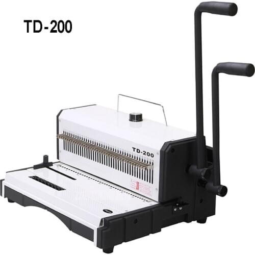 TD-200 2 Handle Manual Spiral Wire Binding Machine Square 4*4mm 40pcs Punching Hole Photo Album A4 Paper Binder Puncher Machine
