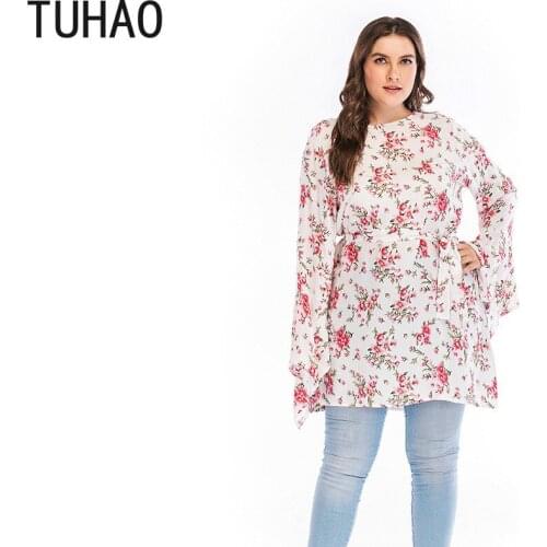 TUHAO 6XL 5XL 4XL 3XL Mother Plus Size Bolouse Women Spring Blouse 2020 Women Large Size Irregular Top Female Print Blouse WM61