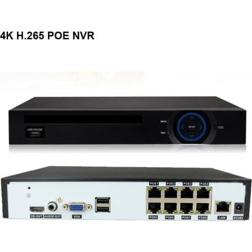 4k Ultra HD POE NVR Video Recorder Onvif H.265 48V IP Camera CCTV System P2P Network Security Surveillance Camera 4CH 8CH