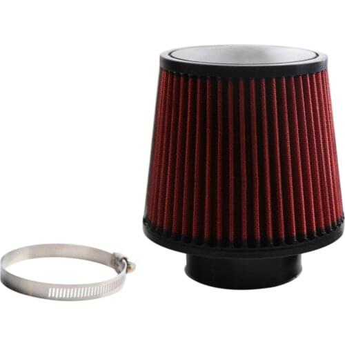 Air Filter Intake Induction Kit,3" Inlet (76mm) Car High Flow Air Filter Cold Air Intake High Power Mesh Cone, Red
