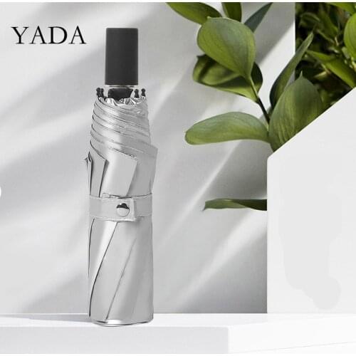 YADA New Material Pure Business Fashion 3-Folding Umbrella Women UV Rainproof Umbrella Parasol Rain Sun Light Umbrella YD200204
