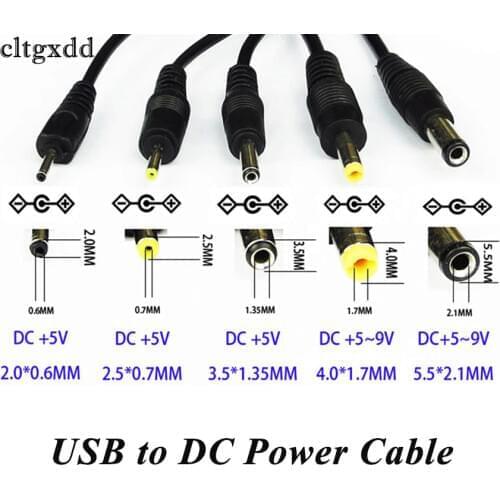 Cltgxdd 1PCS USB To 5.5*2.1 2.5*0.7 4.0*1.7 mm DC Power Cable 5V Adapter Jack Power Charger Cable Connector Tablet Speaker