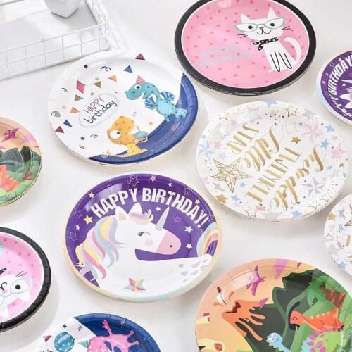 10pcs Cartoon kindergarten disposable paper plate birthday party cake paper plate theme party supplies