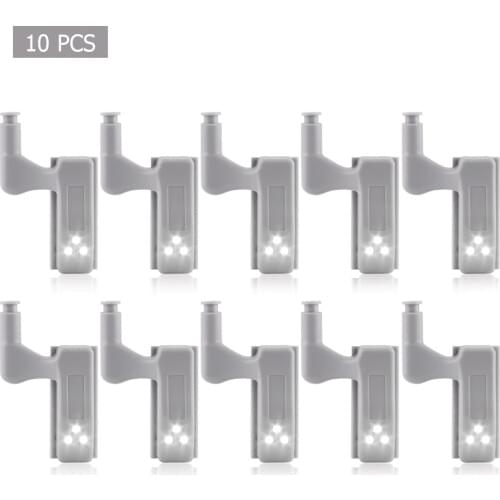 10PCS Intelligent Cabinet Lights 0.3W Cupboard Closet Wardrobe Door Inner Hinge LED Sensor Lamp Night Light For Kitchen Bedroom