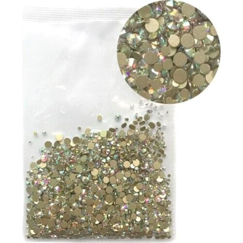 1440pcs Mixed Size AB Color Crystal Rhinestones 3D Nail Art Decorations Gold Flatback Glass Diamond Design Manicure Accessories