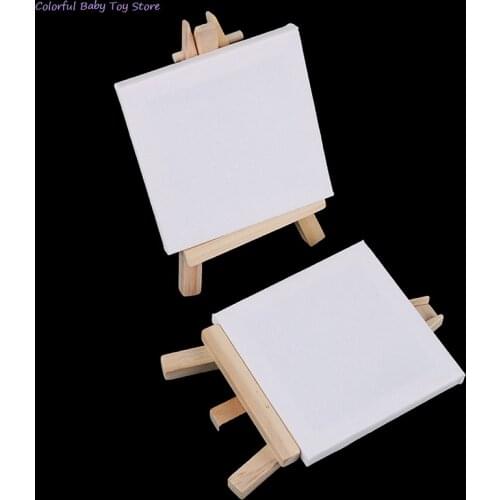 2Set Artists Wooden Mini Easel Canvas Set Painting Craft DIY Drawing Small Table Easel Gift Home Decoration