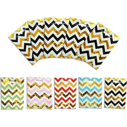 20pcs Gold Foil Chevrons Candy Bags Foiling Gift Bags Baby Shower Gold Chevron Party Supplies Gold Foil Party Favors Gifts Bags